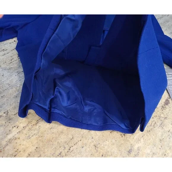 New! Valerie Steven Evening Dinner Sz 10 Petite Blue Skirt Suit Satin Lapel Wool